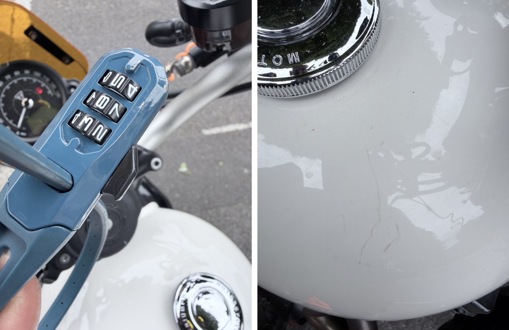 Z LOK COMBO Prevents Helmet Theft Attempt
