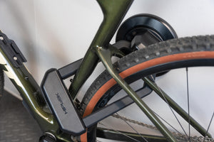 A1000 + DX1000 wall mounted locking rear wheel and frame close up